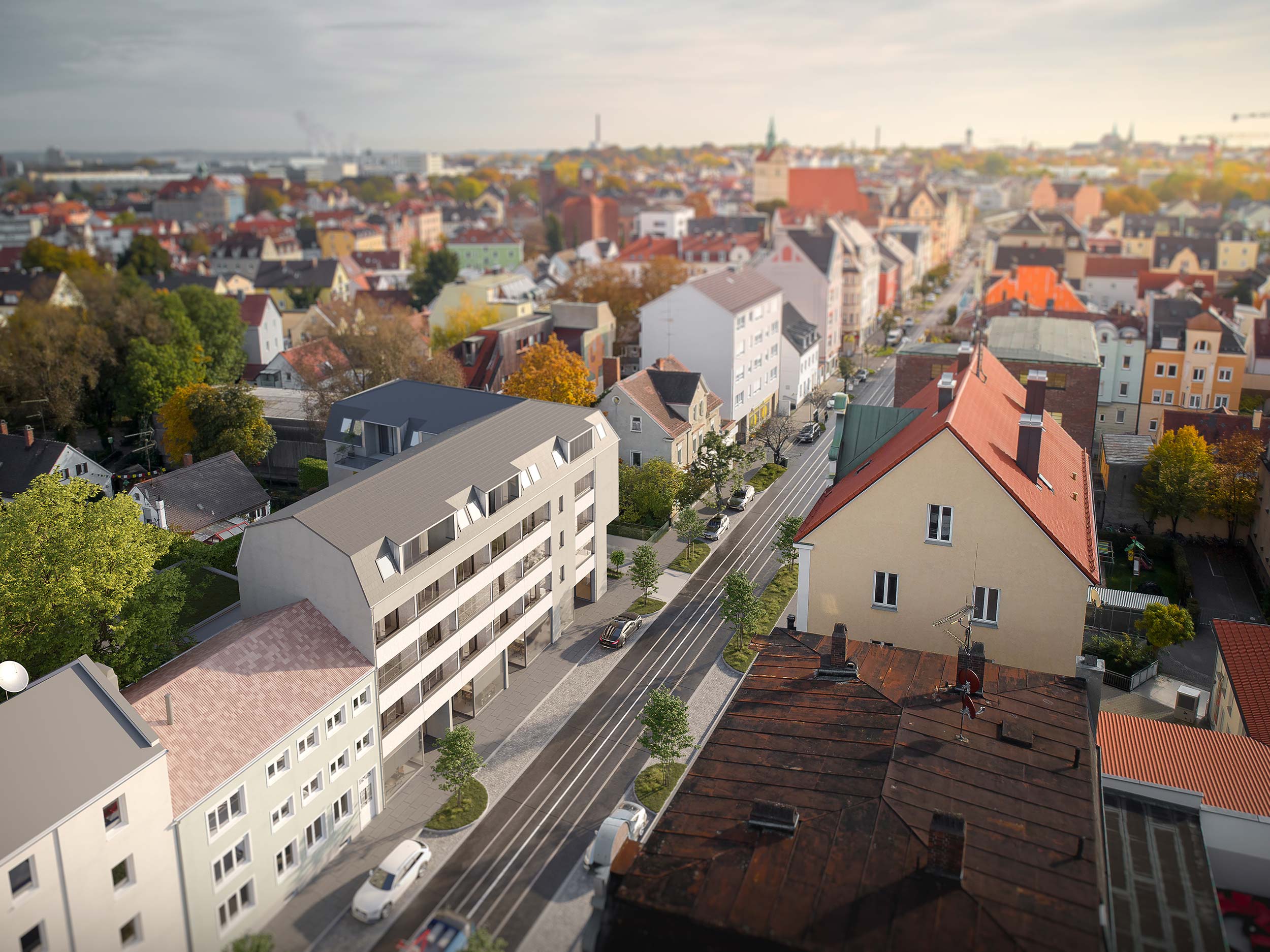 Luftaufnahme des Bauprojekt ulmer24 in Augsburg